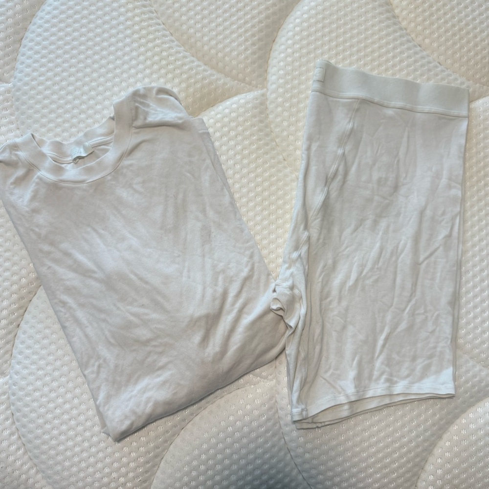 SKIMS White Pajama/Biker Short Set